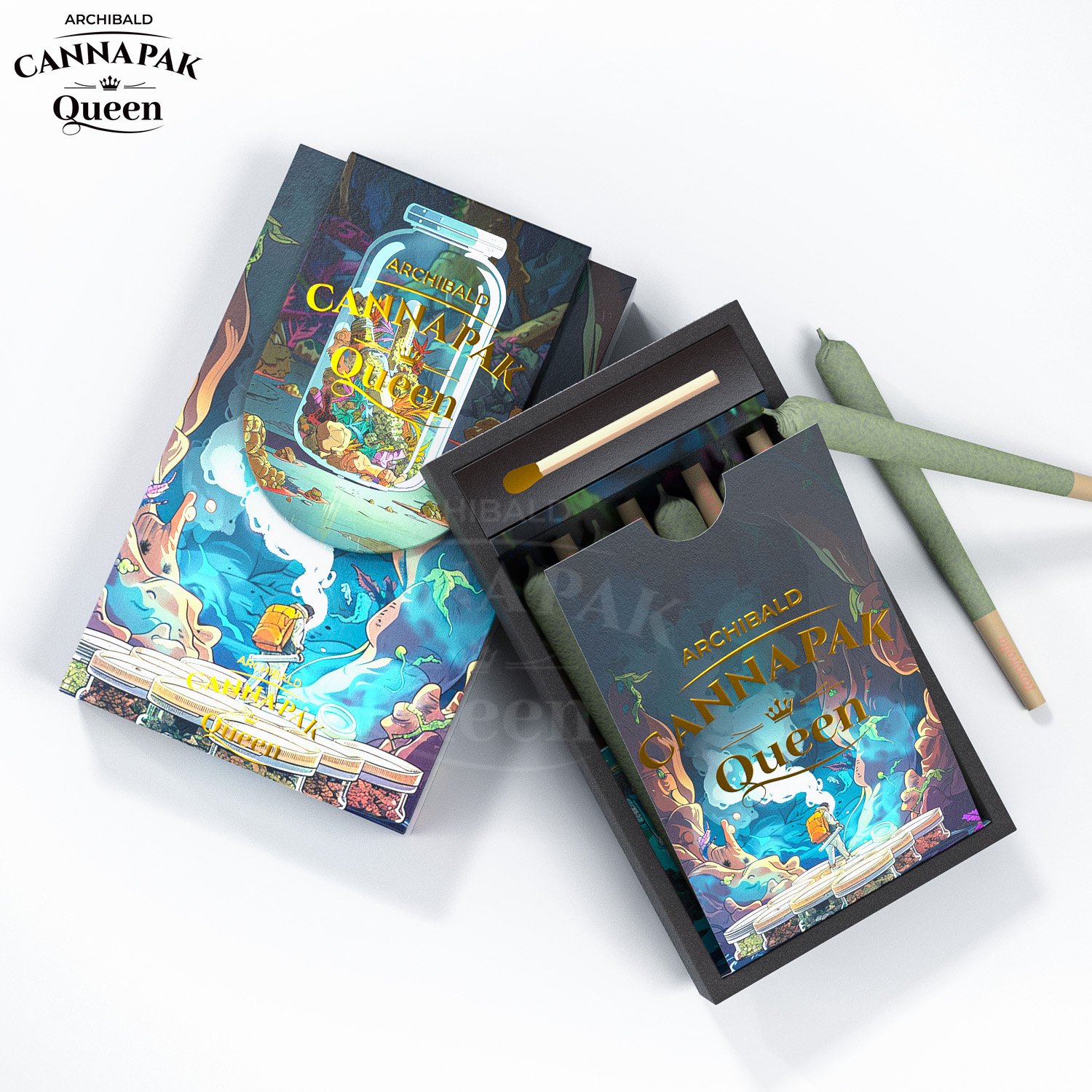 Archibald China Manufacturer Tobacco Box Child Resistant Slide Out Cassette Tape Custom Pre Roll Box With Match