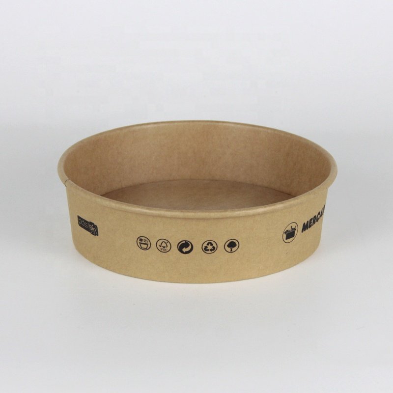 High Quality Eco Friendly Disposable Custom Printed Food Grade Brown Kraft Paper Bowls for Salad Takeaway Food With Matching Lid