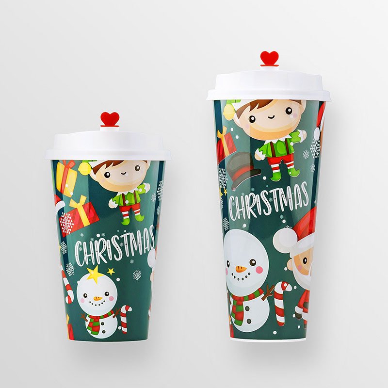 wholesale Gradient film inner stikering PP injiection Plastic Hard Cup for coffee milk tea 12oz 16oz 24oz customize logo