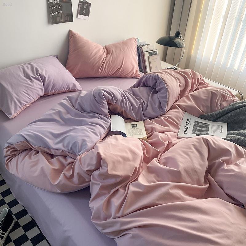 Bedding Set 2024 new 105g washed cotton sanding four-piece set taro milk purple