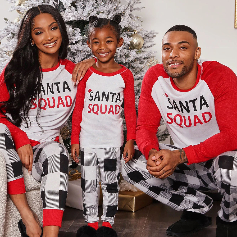 OEM&ODM Family Christmas Pajamas Set Cotton Print Red Kid Santa Matching Sleepwear With Low MOQ