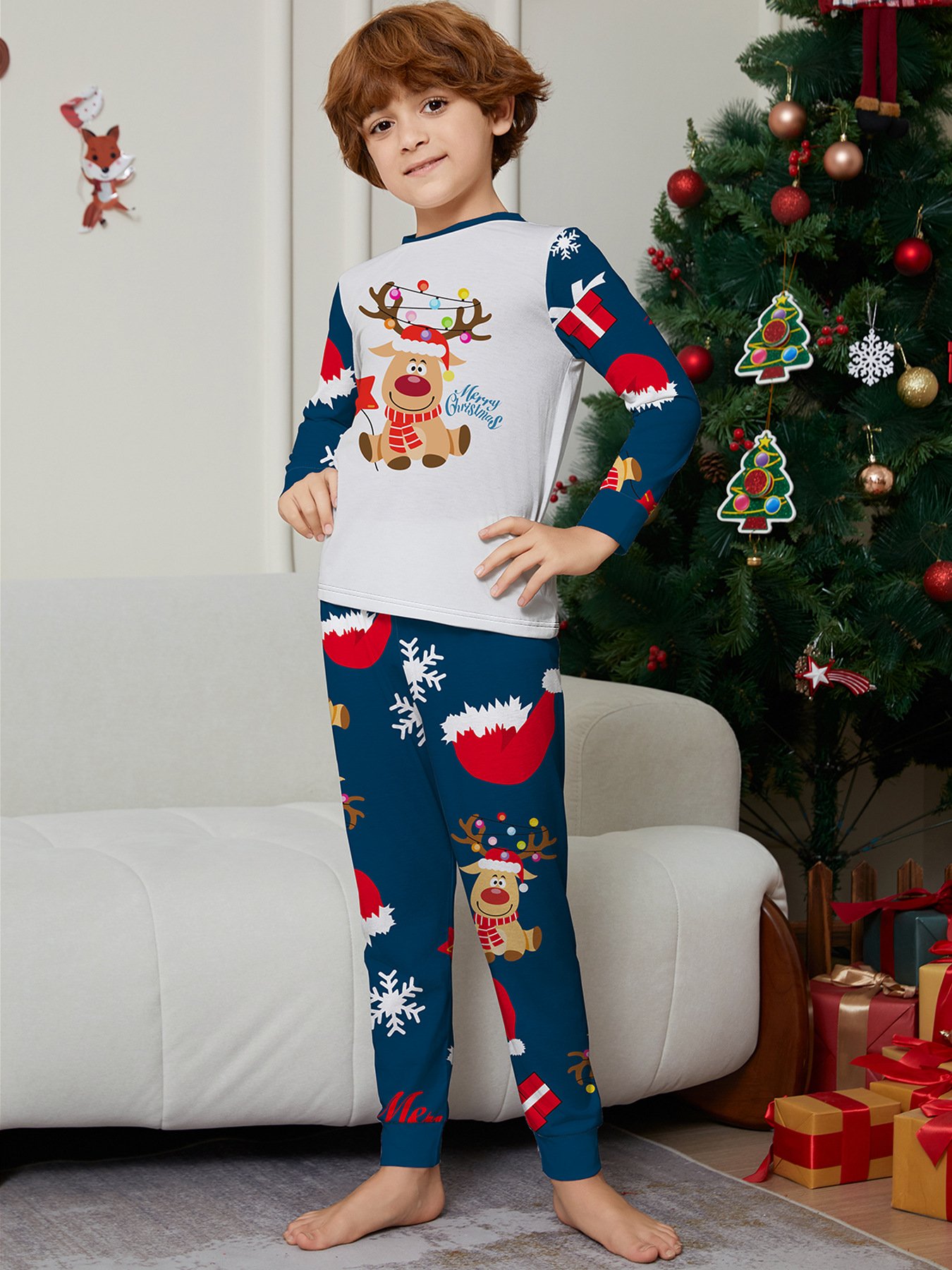 2024 hot sale christmas reindeer matching sets dog and Women and man kids baby onesie custom family christmas pajamas