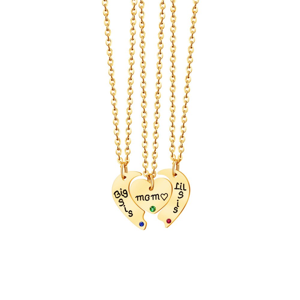 Dropshipping Customized Engraving Heart Puzzle Matched Necklace for Mother Days Gift Magnetic Heat Puzzle Pendant Necklace