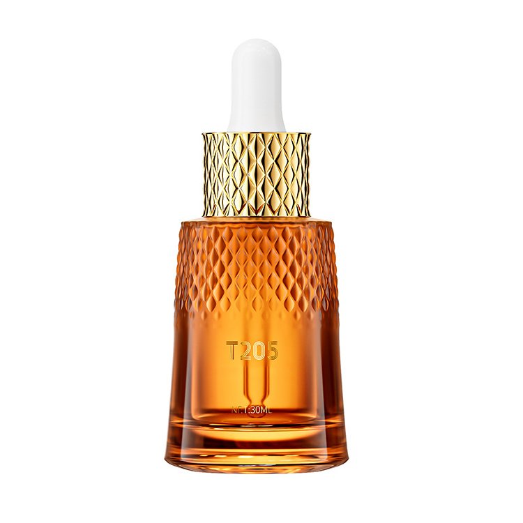 New Luxurious 30ml Black to Amber Translucent Gradient Pineapple Essential Oil Glass Bottle Matching Unique Pineapple Ring
