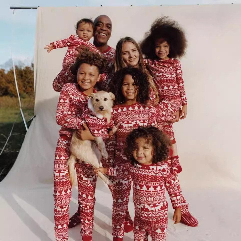 Custom New Festival Matching Christmas Pajamas Family Adult Kids Sleepwear Xmas Nightwear Long Sleeve Christmas Pajamas
