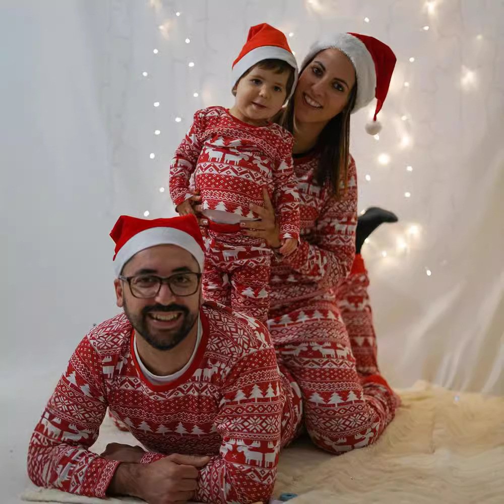 Custom New Festival Matching Christmas Pajamas Family Adult Kids Sleepwear Xmas Nightwear Long Sleeve Christmas Pajamas
