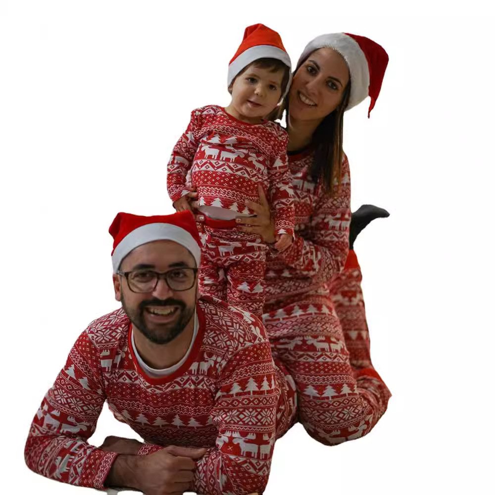 Custom New Festival Matching Christmas Pajamas Family Adult Kids Sleepwear Xmas Nightwear Long Sleeve Christmas Pajamas
