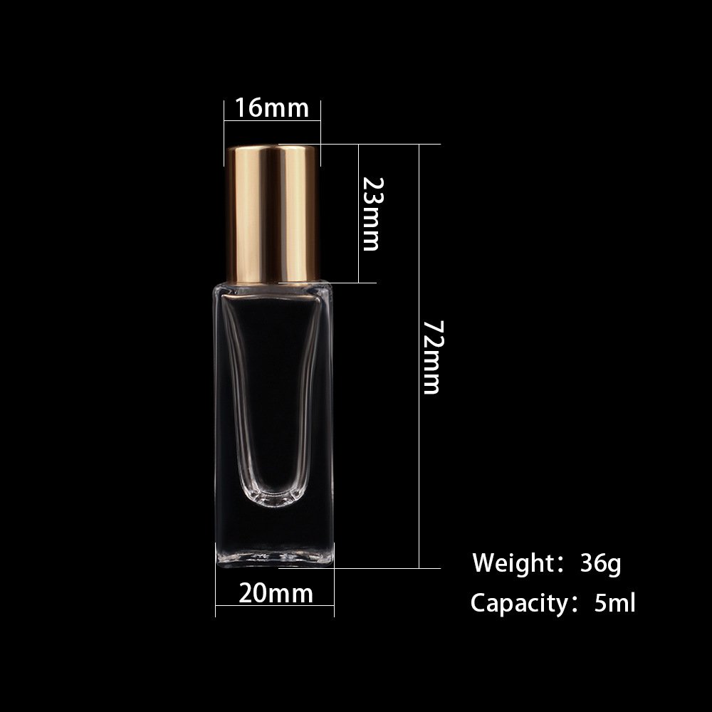 Refillable 5ml 10ml Square Clear Glass Deodorant Essential Oil Glass Roll On Bottle Can Match with Sprayer Perfume bottle