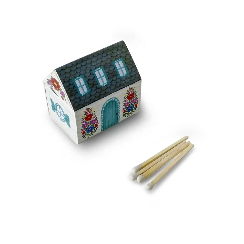 Small wood matches in bulk safety custom box matches special design house shape matches