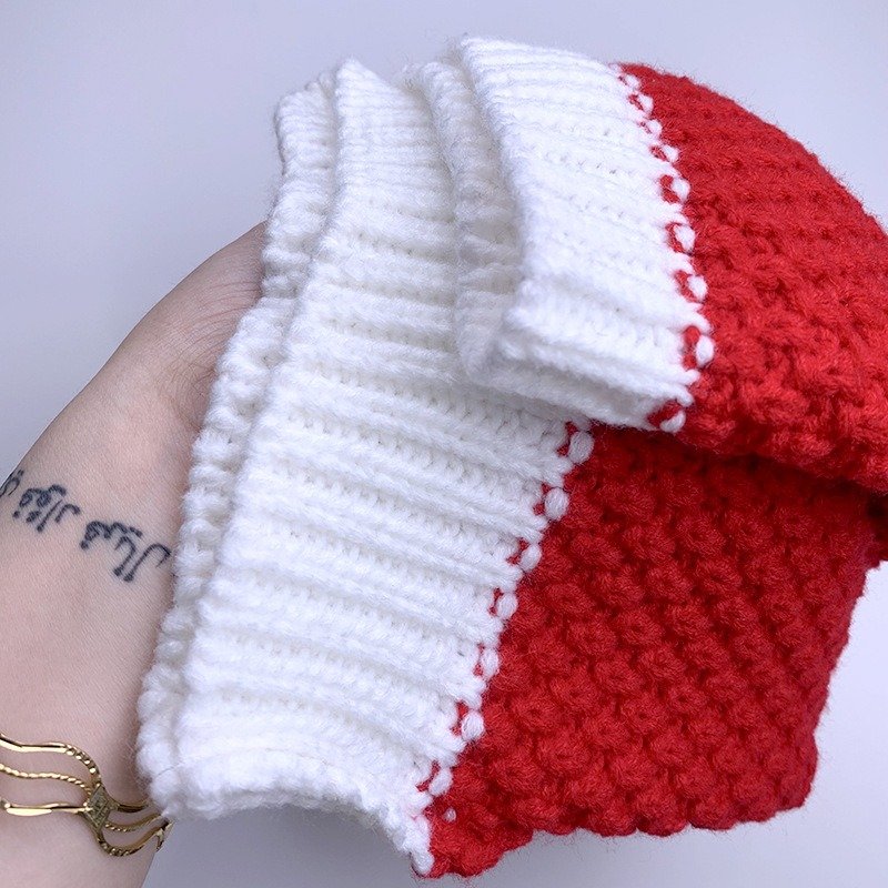 HOT sale beanie 100% Acrylic matching red kint christmas family hats Christmas Gift for women