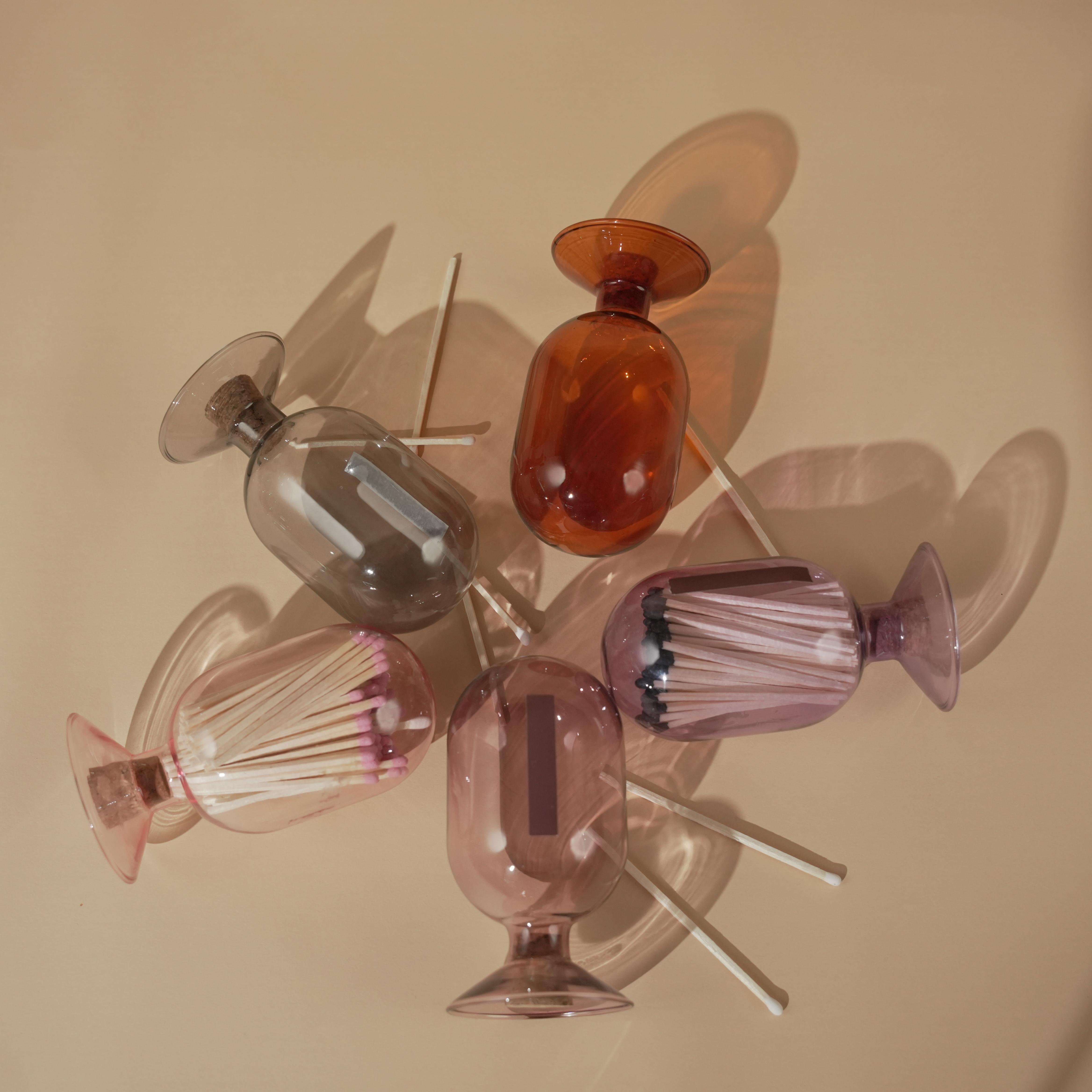 Custom Size & Color Ribbed Glass And Wooden Matches Decorative Match Cloche With Striker Decorative Matches In A Jar