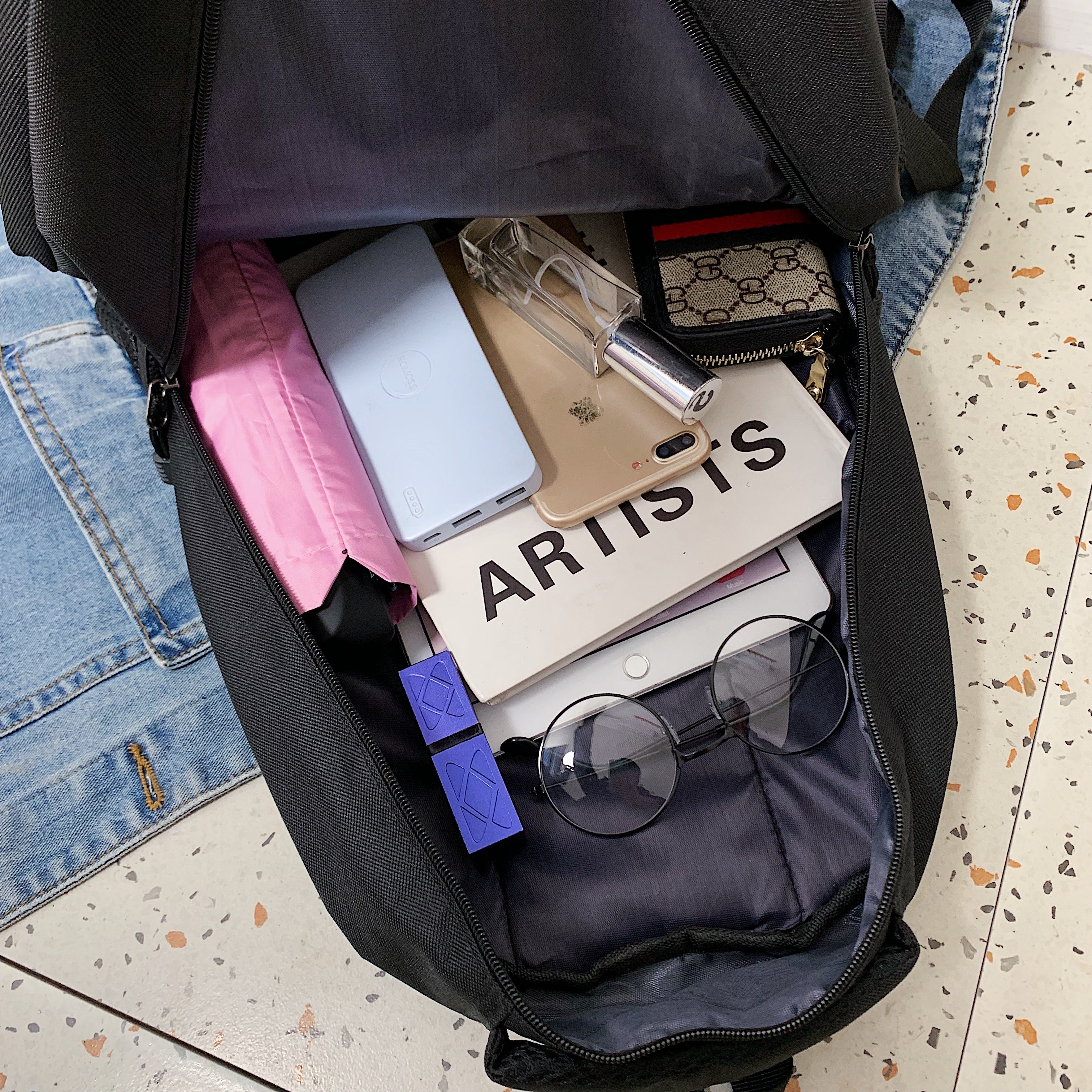 Large Capacity Fashion Color Matching Nylon Mochila de estudiante Customizable Student Backpack