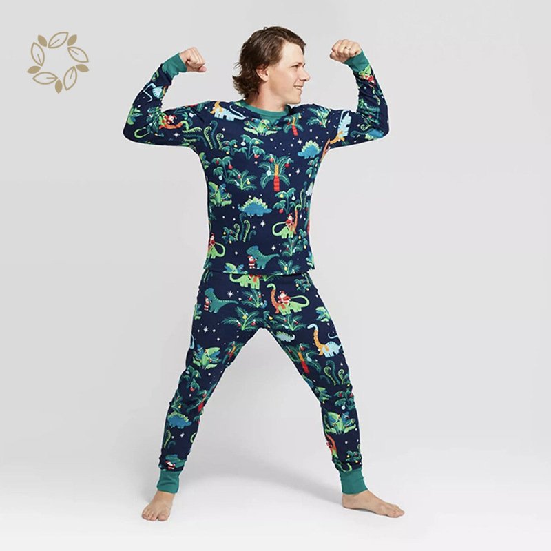 Sustainable christmas pjs pajamas for family and pet bamboo cotton jersey Christmas family pyjamas matching family pajamas