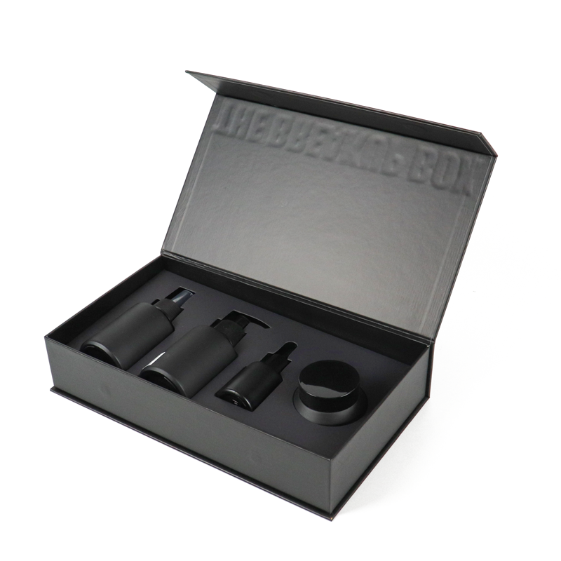 biodegradable luxury magnetic book shape body lotion hair shampoo and conditioner bottles packaging paper box with eva insert