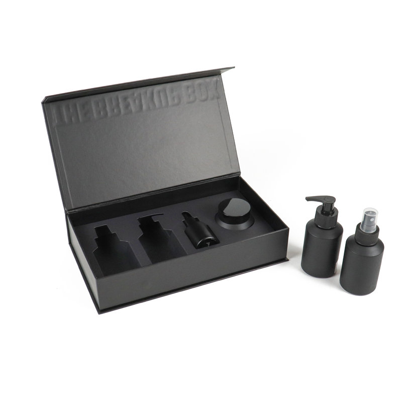 biodegradable luxury magnetic book shape body lotion hair shampoo and conditioner bottles packaging paper box with eva insert