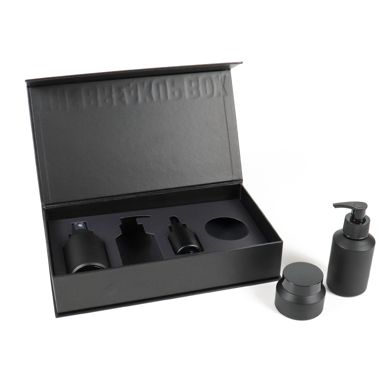 biodegradable luxury magnetic book shape body lotion hair shampoo and conditioner bottles packaging paper box with eva insert