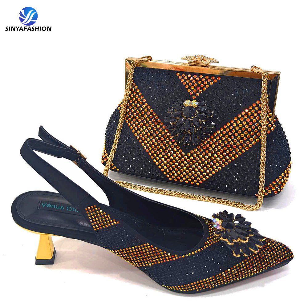Sinya Wholesale Green High Heels Shoes And Bags Set For Wedding Party African Women Matching Shoe And Bag