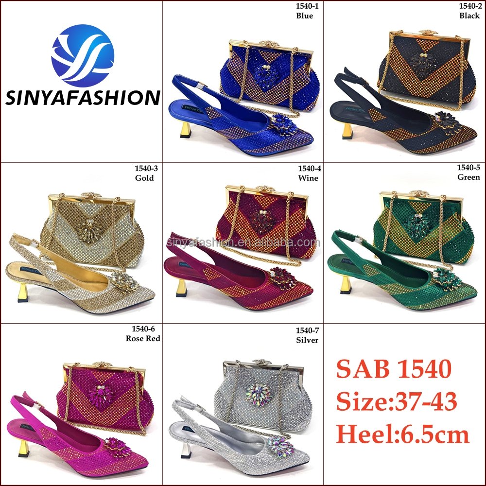 Sinya Wholesale Green High Heels Shoes And Bags Set For Wedding Party African Women Matching Shoe And Bag