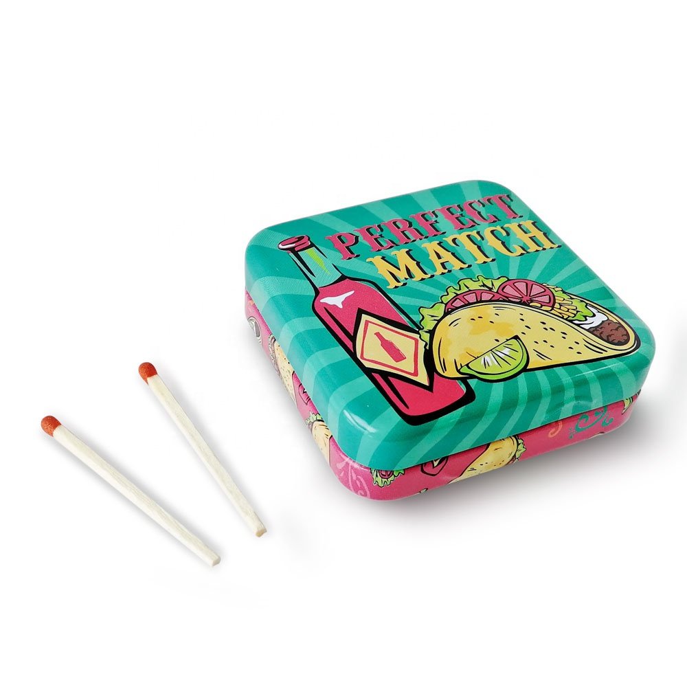 Small metal tin matches packing cheap matchbox