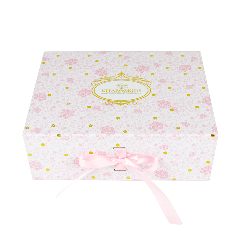 customizable eco friendly biodegradable box luxury surprise wedding favors packaging magnetic cardboard box with satin ribbon