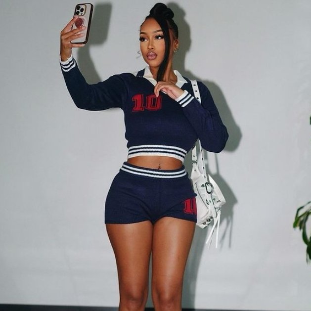X16551C Casual Sporty 2 Piece Sets Women long sleeve knit Sweater +Shorts Matching Autumn Fitness Tracksuits