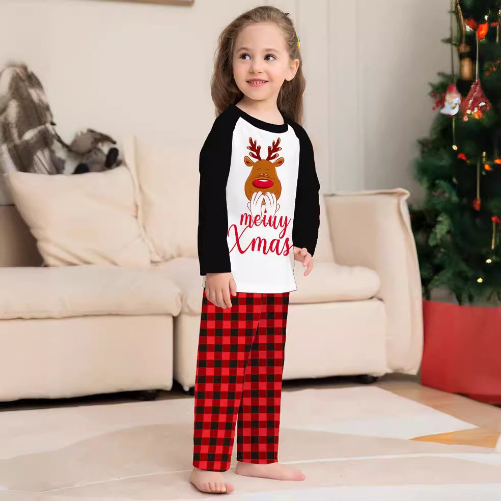 New Products High Quality Winter Warm Long Sleeve Plaid Christmas Family Matching Sets Pajamas