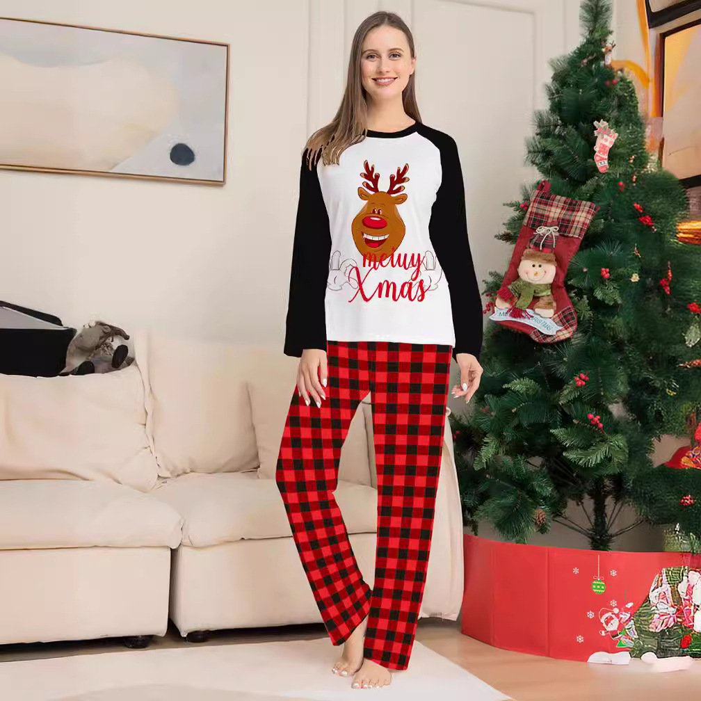 New Products High Quality Winter Warm Long Sleeve Plaid Christmas Family Matching Sets Pajamas