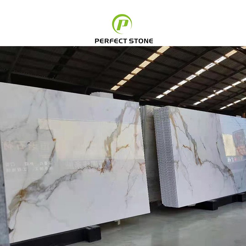 Book Match Calacatta Gold Nano Glass Calacatta Gold Marble Slab