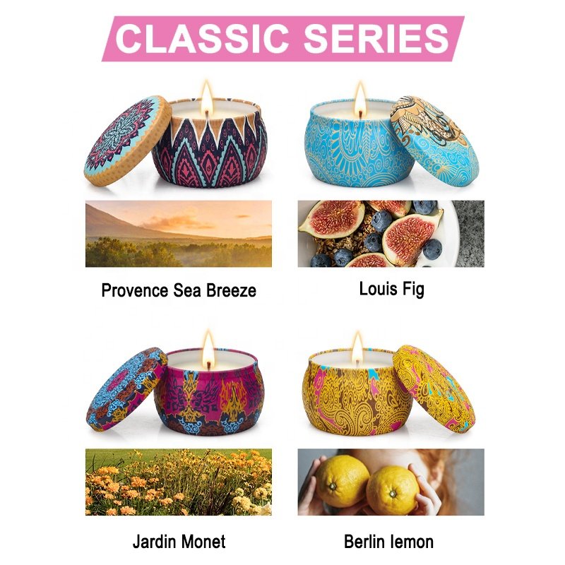 Hot Selling Wholesale Luxury Gift Set Metal Aroma Tins Jar Candle Natural Soy Wax Scented Candles