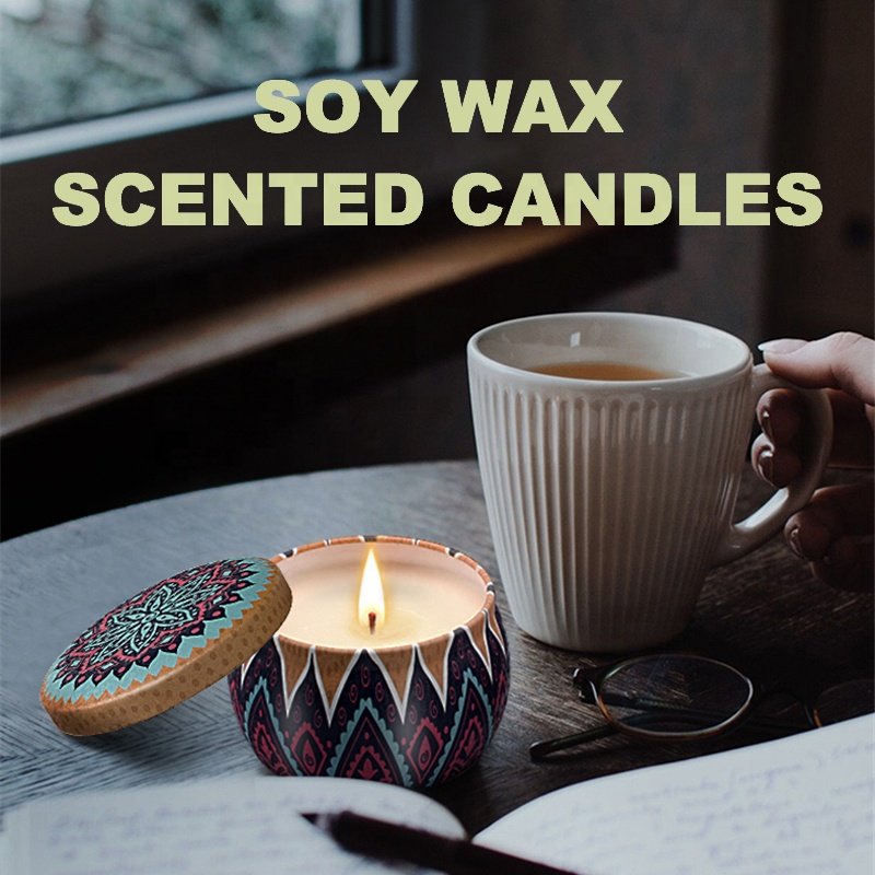 Hot Selling Wholesale Luxury Gift Set Metal Aroma Tins Jar Candle Natural Soy Wax Scented Candles