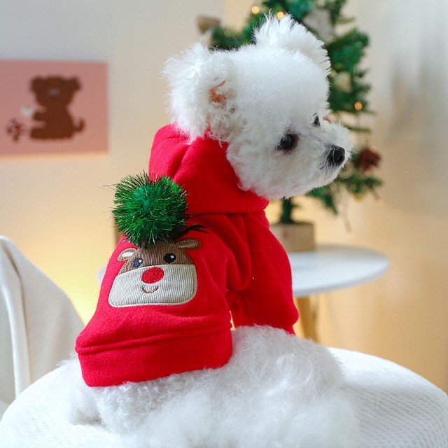 New Winter Pet Dog Clothes Warm Plush Christmas Elk Couple Dress Skirt Hoodies Dog Clothes Sweater for Small Dog Clothes Costume