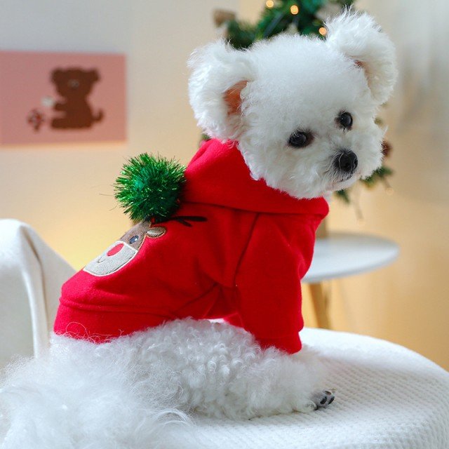 New Winter Pet Dog Clothes Warm Plush Christmas Elk Couple Dress Skirt Hoodies Dog Clothes Sweater for Small Dog Clothes Costume