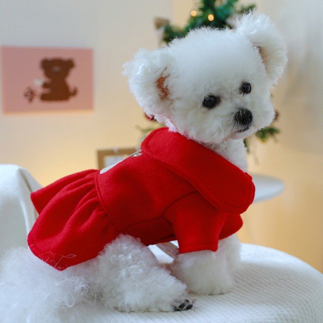 New Winter Pet Dog Clothes Warm Plush Christmas Elk Couple Dress Skirt Hoodies Dog Clothes Sweater for Small Dog Clothes Costume