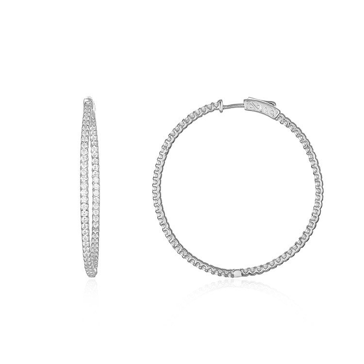 BAROLI China Factory All-match Exaggerate Jewelry 925 Sterling Silver Gold Plated Full Diamond CZ Hoop Earring For Women