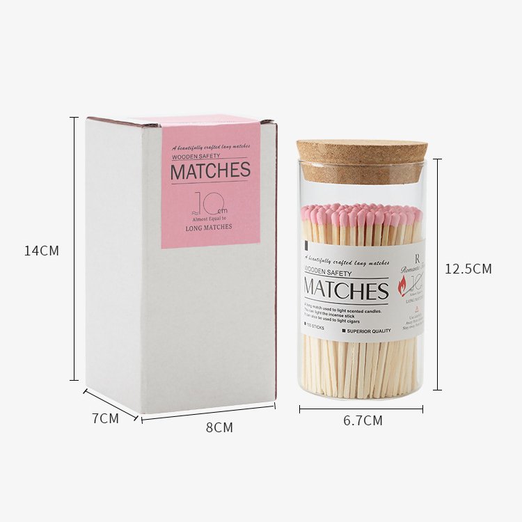 New Custom Colorful Match Sticks In Glass Jar Bottle Matches wooden matchsticks in bottle candle aromatherapy