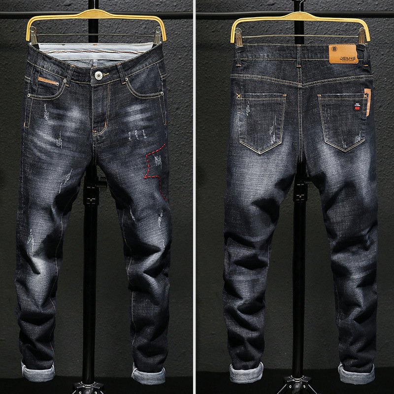 New wholesale fashion men's jeans high-end casual men's trousers stretch slim trousers suitable for matching clothing