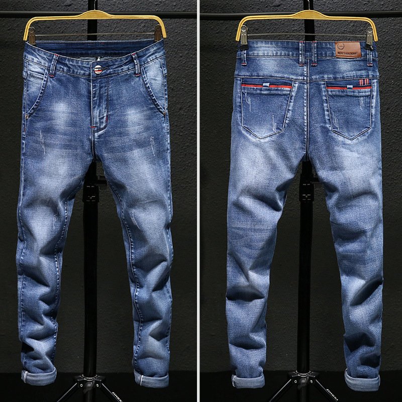 New wholesale fashion men's jeans high-end casual men's trousers stretch slim trousers suitable for matching clothing