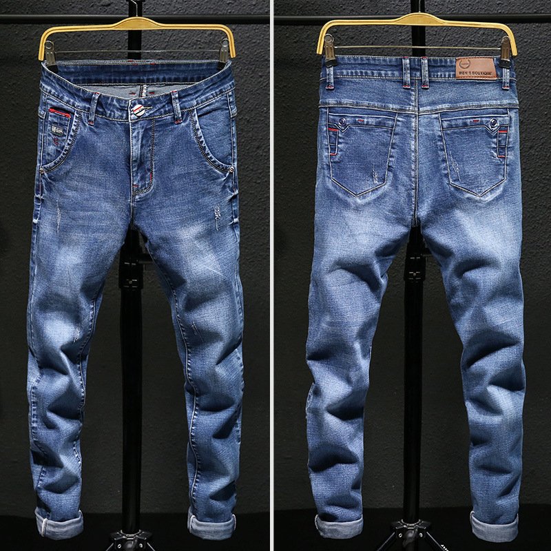 New wholesale fashion men's jeans high-end casual men's trousers stretch slim trousers suitable for matching clothing