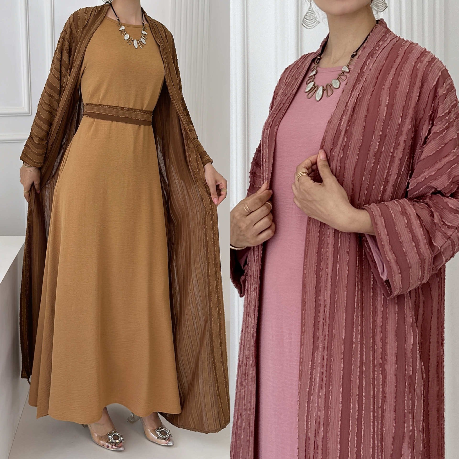 Luxury 3 Piece Abaya Set Clothes For Women And Ladies Muslims Modest Sets Abaya With Matching Inner Dress And Hijab 2024