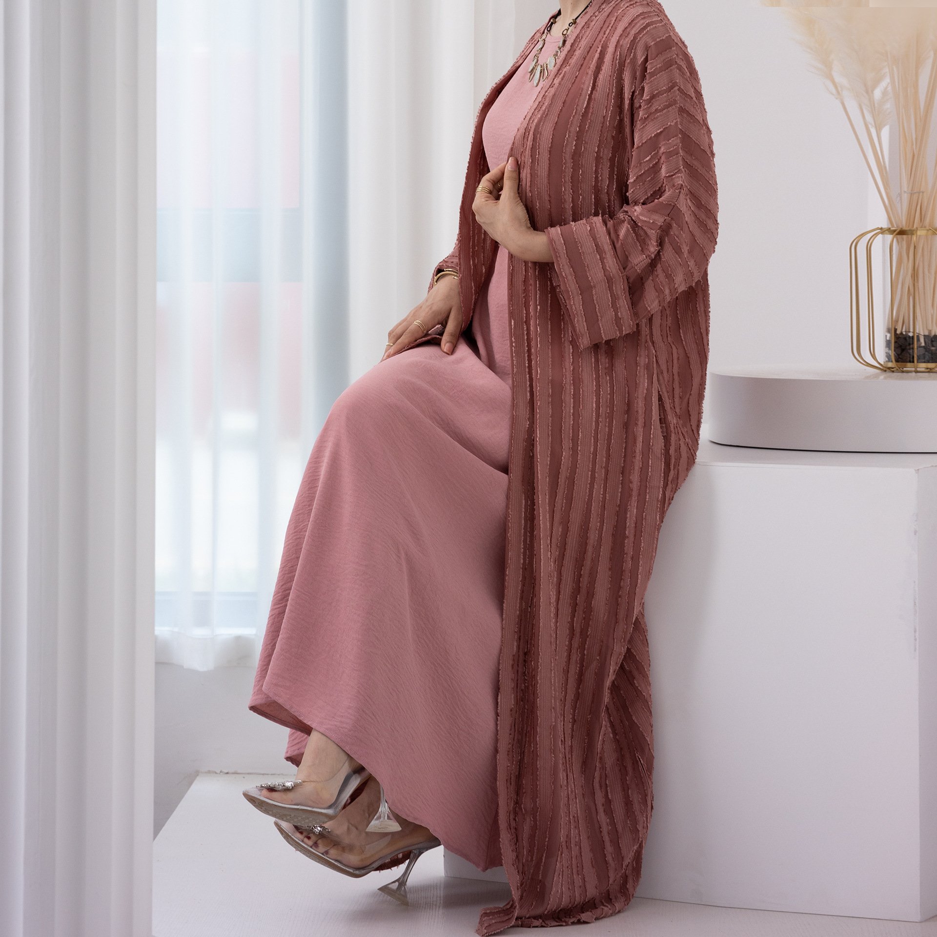 Luxury 3 Piece Abaya Set Clothes For Women And Ladies Muslims Modest Sets Abaya With Matching Inner Dress And Hijab 2024