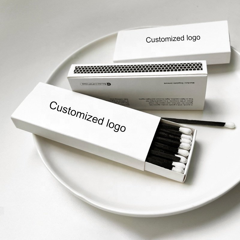 Factory direct long matches heat resistant box matches black stem white box long matches