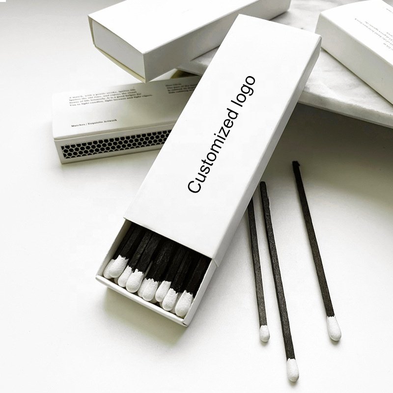 Factory direct long matches heat resistant box matches black stem white box long matches