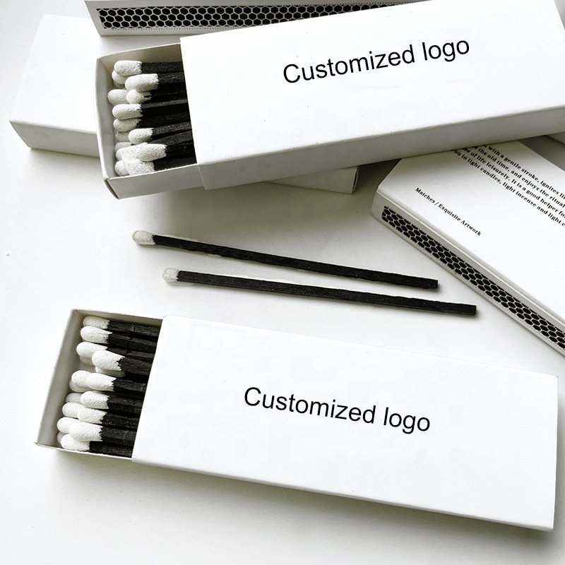 Factory direct long matches heat resistant box matches black stem white box long matches