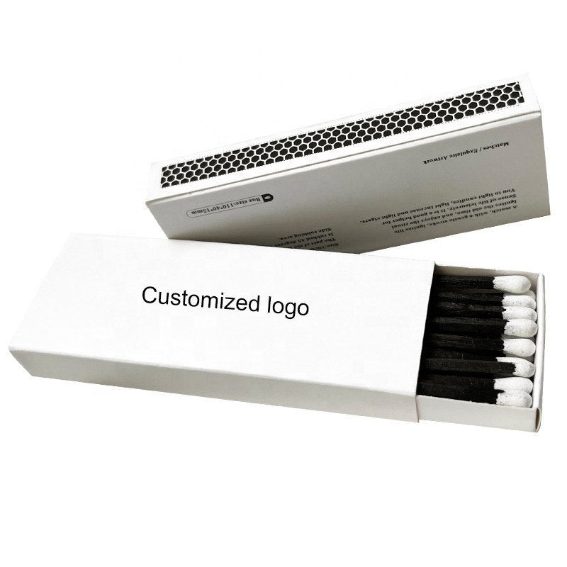 Factory direct long matches heat resistant box matches black stem white box long matches