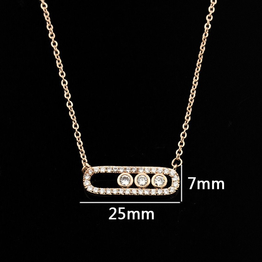 Charming Zircon Two-color Necklace Stainless steel Chain Type with Pendant Optional Matching All Three Colors