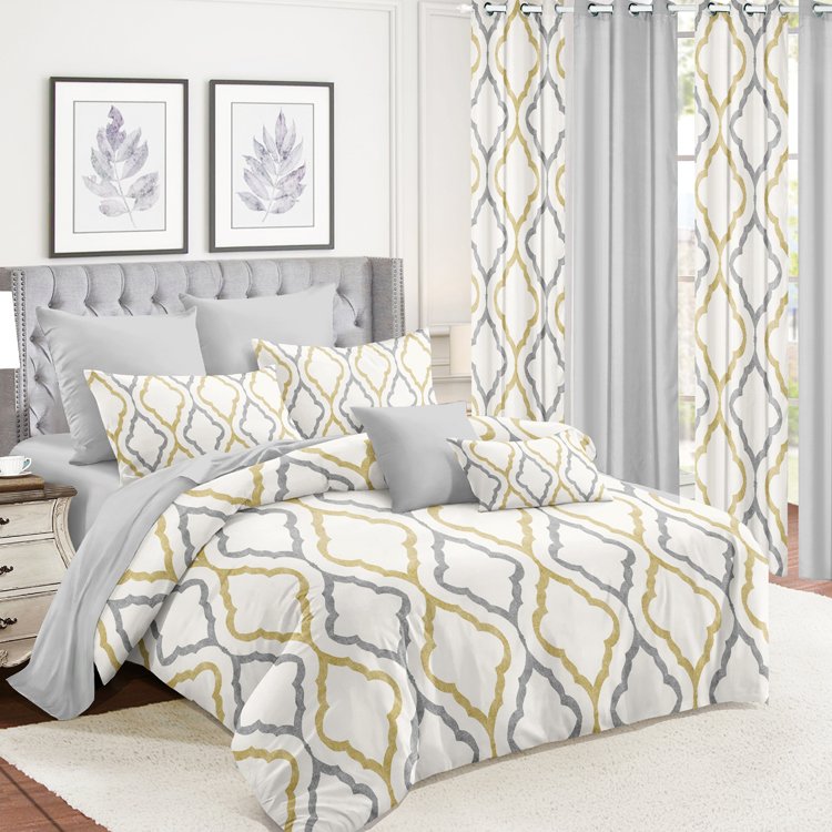 Microfiber bedding set Modern Comfy 2024 Fashion trend Bedding sets with matching curtains