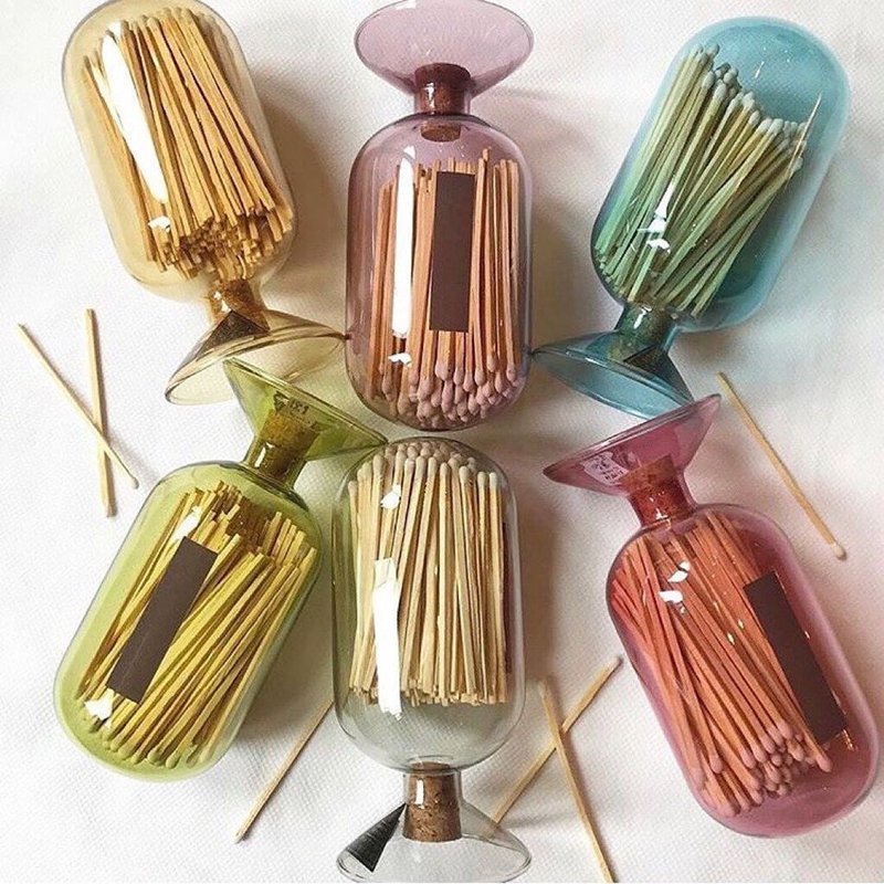 Factory Custom Size Color Shape Blown Borosilicate Ribbed Clear Match Cloche Glass Match Cloche
