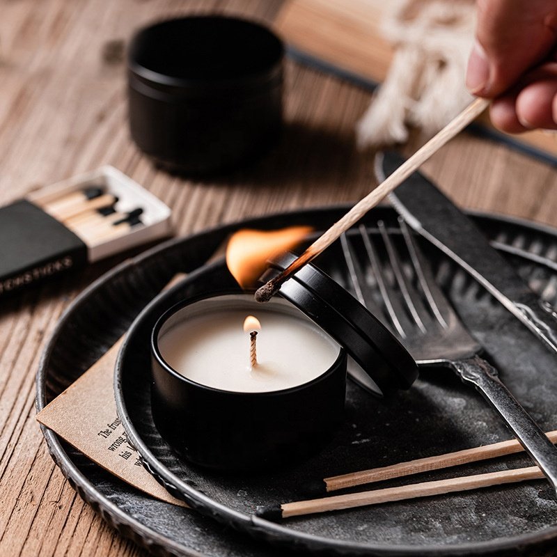 Wooden scented candle matches, customized personalized printing gift matches, black and white design luxury matches, 12 packs