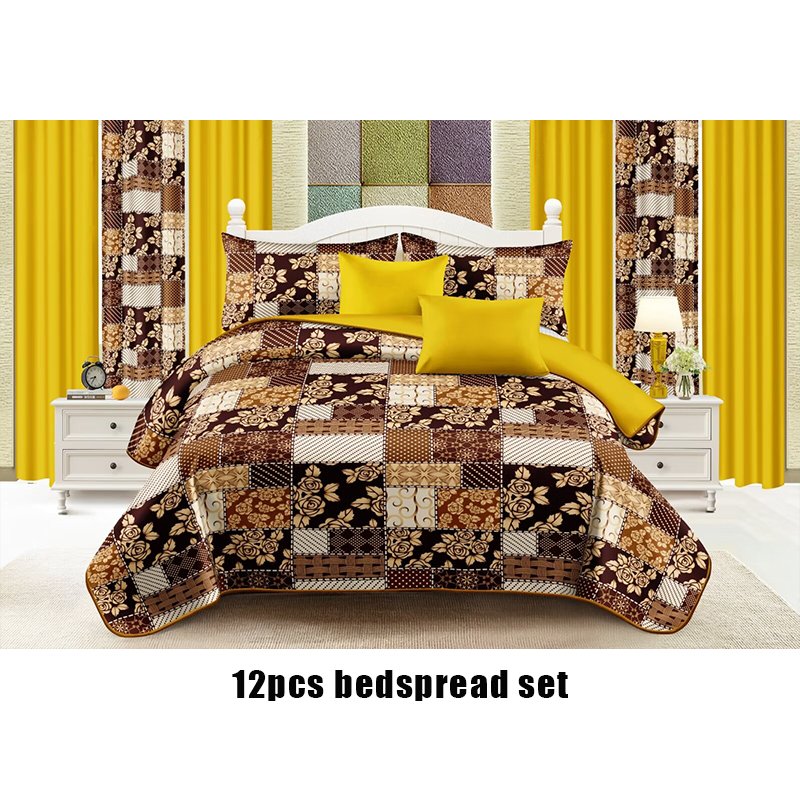 Wholesale Luxury Bedding Sets with Matching Curtains Printed Curtain Bedding Set 12 Pieces Bed Sheets Quilt Bedspread Set