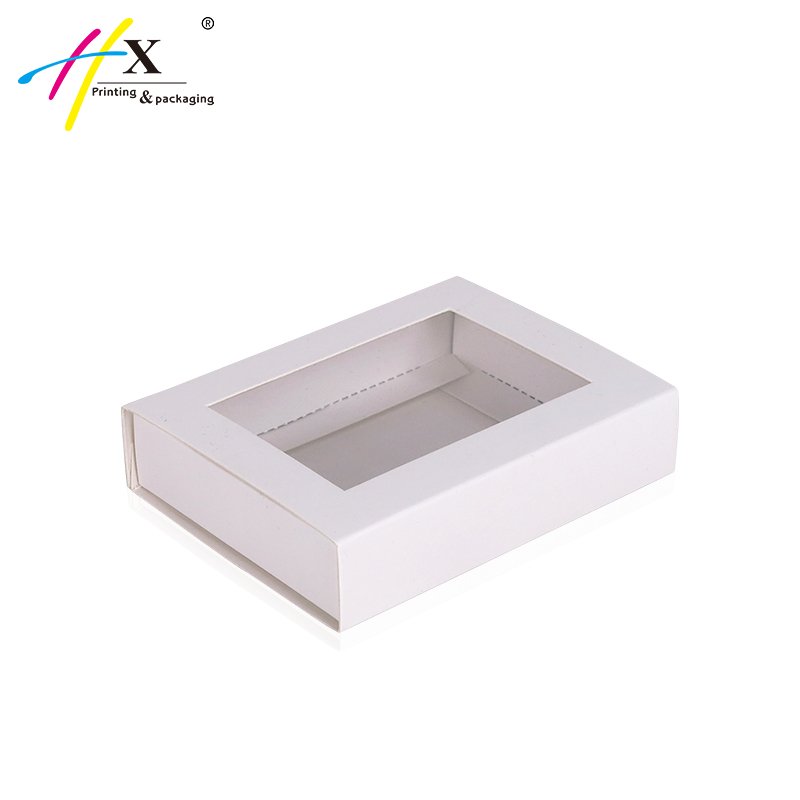 Blank white foldable paper match slide box with clear PVC window